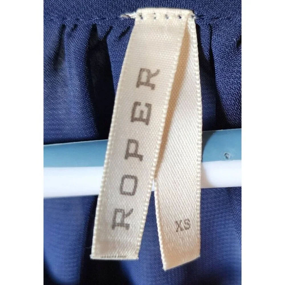 Roper Women's Long Sleeve Semi-Sheer Blouse Top Embroidered Western Blue Size XS